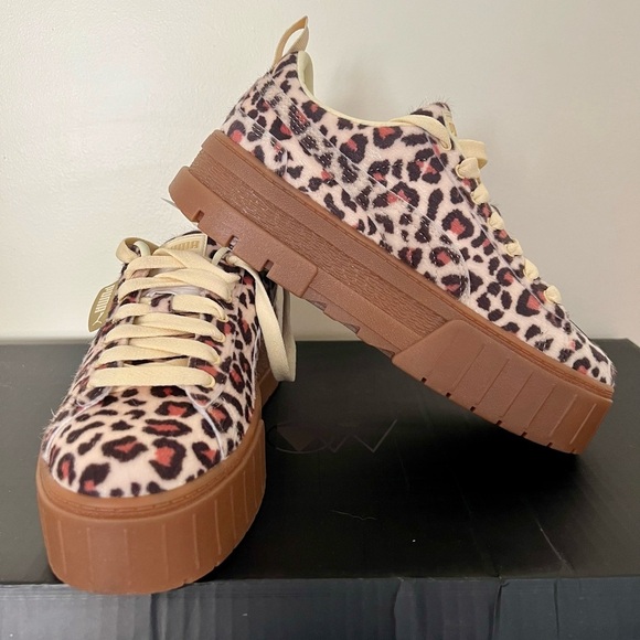 NWT Puma Mayze Leopard Summer Melon Puma Team Gold Women’s 7.5 - Picture 2 of 16